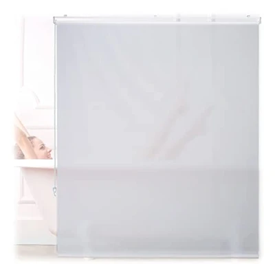 Image of Relaxdays Bathroom Roller Blind, for Shower &amp; Bathtub, Water Repellent, Quick Drying, Ceiling Window, 140x240cm, White