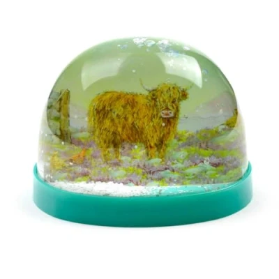 Image of Puckator Jan Pashley Highland Coo Cow Large Glitter Snow Storm Home Decoration Plastic Globes For Adults With Real Glass Dome Resin Beautiful Uk