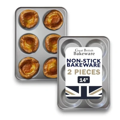 Image of Samuel Groves Giant Yorkshire Pudding Oven Trays Non Stick Made in England (2 Pack, 6 Cup)