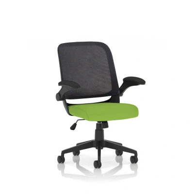 Image of Crew Task Operator Fabric Seat Myrrh Green Mesh Chair Folding Arms