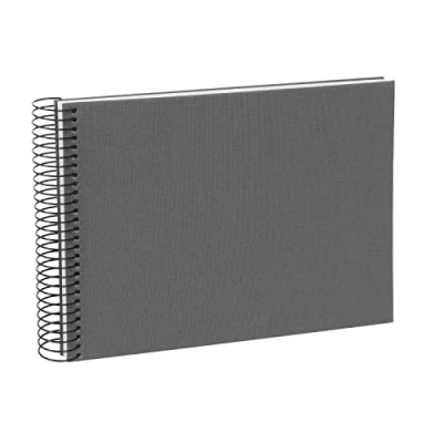 Image of goldbuch Bella Vista, Linen Spiral Bound Memory 40 Book for Gluing, Photo Album, Paper, Grey (White Pages), 24x17 cm