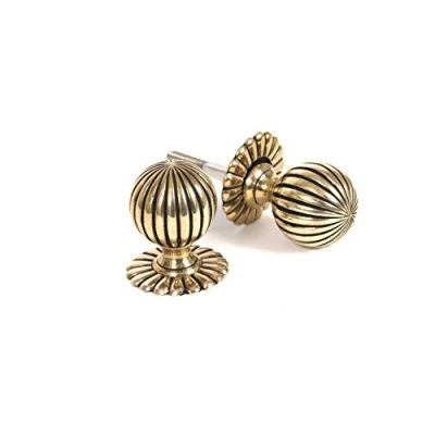 Image of From the Anvil Aged Brass Flower Mortice/Rim Knob Set