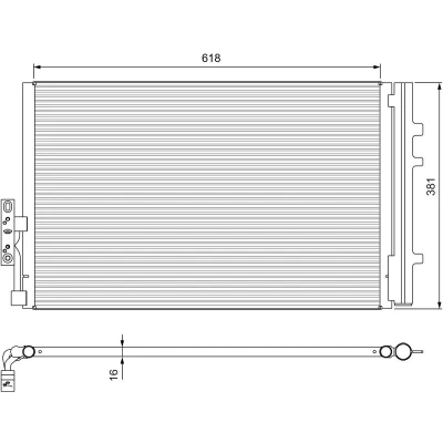 Image of 64539216143, 9216143 Condenser VALEO 814386 with dryer Aluminium 618mm R134a BMW: X3, X3