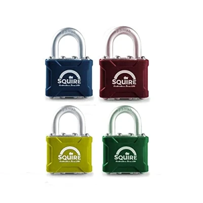 Image of Squire Medium Duty Padlock (35 CLR Red) Toughest Open Shackle Coloured Covered Laminated Steel for Corrosion Resistance Weatherproof Lock Home, School &amp; Shed (Red, 44 mm)