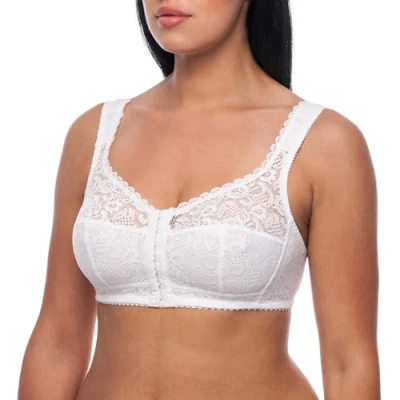 Image of frugue Front Fastening Non Wired Wireless Support Bra White 46 J