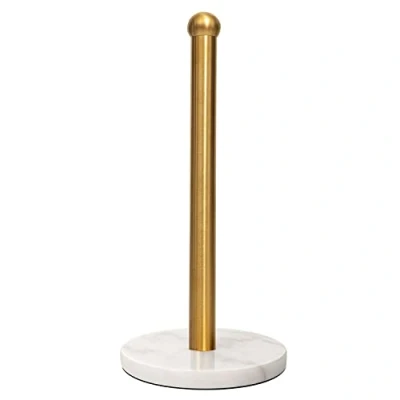 Image of Heavy Weighted Paper Towel Holder, Easy One Handed Design for Kitchen Stand Dispenser, Sturdy Base Standard Rolls and Mega Roll (Gold Brushed)