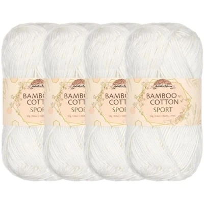 Image of JubileeYarn Bamboo Cotton Sport 4 Ply Yarn 50g/Skein White Skeins