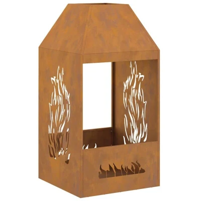 Image of vidaXL Fire Pit 50x50x100 cm Weathering Steel