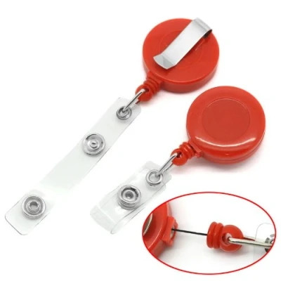 Image of CKB Ltd 5X Red Retractable ID Badge Reels with Belt Clip Ring Pull Ski Pass Holder Recoil