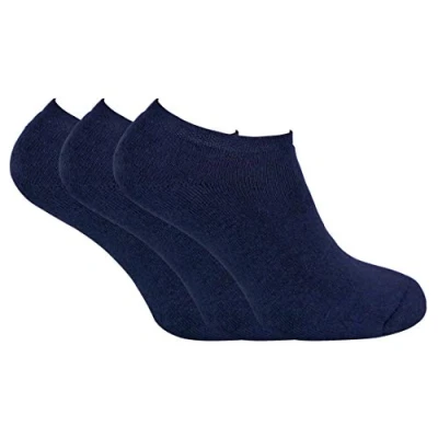 Image of 3 Pairs Mens Thick Winter Warm Cushioned Low Cut Ankle Thermal Trainer Socks (6 11 uk, TTS Navy)