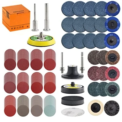 Image of Tshya VPS27001 270Pack 2inch Sanding Discs Pad Variety Kit for Drill Grinder Rotary Tools Die Accessories with 1/8 inch&amp;1/4 inch Shank Backer Plate, Pads Includes 36 3000 Grit,Blue