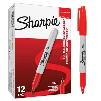 Image of Sharpie Permanent Markers Fine Point for Bold Details Red Ink 12 Marker Pens