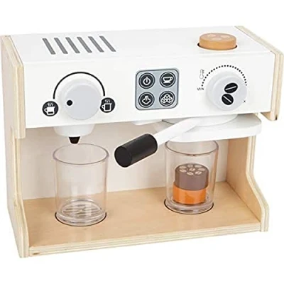 Image of Small Foot Kaffeemaschine Gastro, aus Holz, mit Zwei Drehknöpfen und beweglichem Siebträger, ab 3 Jahren, 11792 Toys, White, S