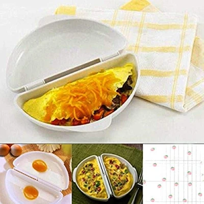 Image of Two Eggs Microwave Omelet Cooker Pan Microwavable Egg Steamer