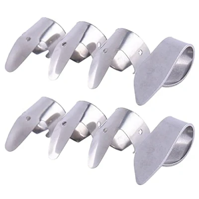 Image of 6 Metal Finger Picks + Pick Set Guitar Fingerpicks for Dobro Banjo,Etc.