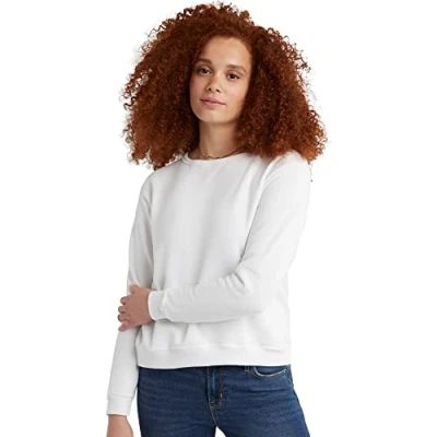 Image of Hanes Women&#039;s Fleece V Notch Sweatshirt Shirt, White, S