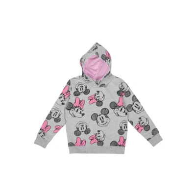 Image of Disney Minnie Mouse Hoodie for Girls Kids Hooded Pullover Sweatshirt Grey/Pink (DE/NL/SE/PL, Numeric, 122, 128, Regular, Grey/Pink)