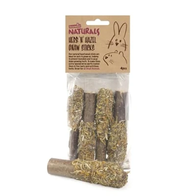 Image of Rosewood Naturals Herb &#039;n&#039; Hazel Small Animal Gnaw Treat Sticks for Rabbits, Guinea Pigs, Chinchillas, Degus, Hamsters, Gerbils, Mice, Rats 75g, 4pc