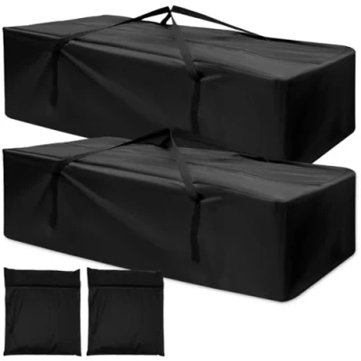 Image of Jokapy 2Pcs Garden Furniture Cushion Storage Bag, Heavy Duty 210D Oxford Fabric Waterproof Portable Outdoor Covers With Handles Christmas Tree Bag Black(173x76x51cm)