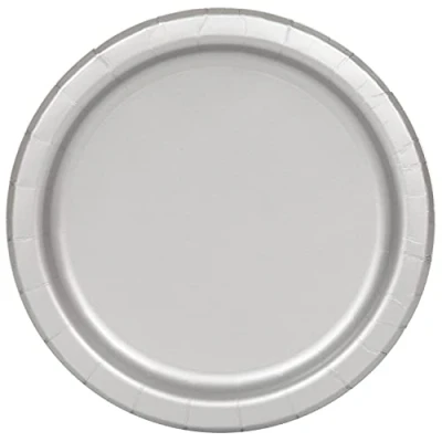 Image of Unique 33448EU Eco Friendly Paper Plates 23 cm Silver Colour 16 Count (Pack of 1), Pack