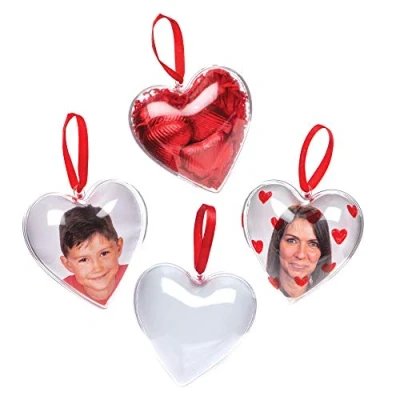 Image of Baker Ross AW233 Heart Photo Baubles (Pack of 4) For Kids to Personalise, Decorate, Display or Gift Mothers Day/Valentines Day, Cream