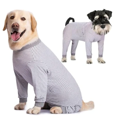 Image of Yeapeeto Dog Onesie Surgery Recovery Suit for Large Medium Bodysuit Dogs Pajamas PJS Full Body Shedding, Allergy, Anti Licking, Wound Protection, Cone Alternative (XL, Grey)