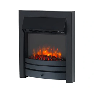 Image of Endeavour Fires Roxby Inset Electric Fire Black Trim and Fret, 220/240Vac 1&amp;2kW, 7 Day Programmable Remote Control Freestanding (with half depth spacer)