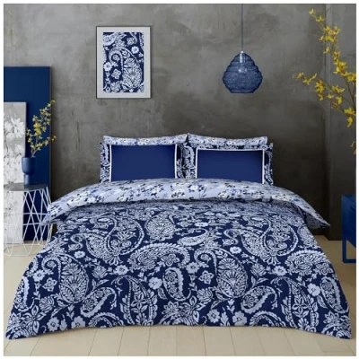 Image of GC GAVENO CAVAILIA Damask Duvet Cover Double With Pillowcases, Soft &amp; Cosy Polycotton Paisley Printed Bedding Set, Luxury Blossom Comforter Quilt Multi