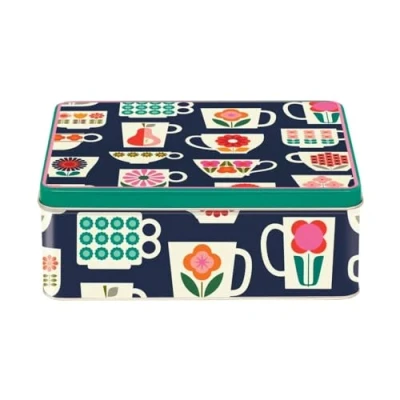 Image of Elite tins Kate Rhees Teacup Deep Rectangular Tin 195 x 154 75mm