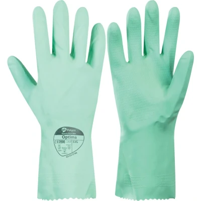 Image of Polyco 327 Optima Chemical Resistant Flock Lined Gloves, Single Pair, Size 10/X Large, Green