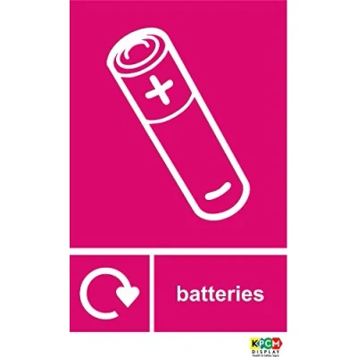 Image of BATTERIES RECYCLING SIGN Self adhesive vinyl 150mm x 100mm