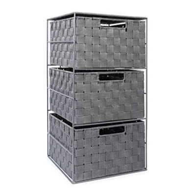 Image of EHC 3 Drawer Large Storage Unit Cabinet for Bedroom/Bathroom Grey