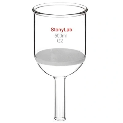 Image of StonyLab Borosilicate Glass Buchner Filtering Funnel with Medium Frit(G2), 94mm Inner Diameter, 100mm Depth (500 mL)