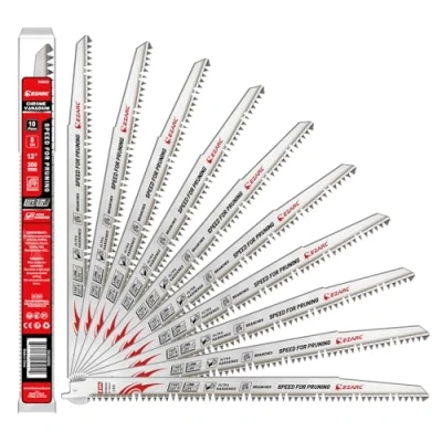Image of EZARC Wood Pruning Reciprocating Saw Blade 300 mm, Fleam Ground Teeth Blades for Tree Trimming, Wood/Wet Cutting, 10 Pieces