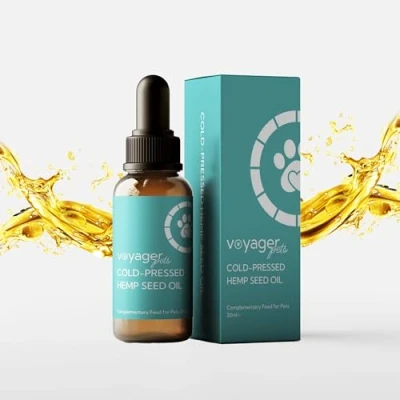 Image of Voyager Cold Pressed Hemp Seed Oil For Pets High in Omega 3, 6 and 9 Joint Support, Coat Condition, Reducing Anxiety &amp; Immune Support Dogs, Cats Equines 30ml