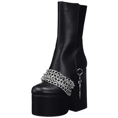Image of LAMODA Women&#039;s Awkward Lies Ankle boot, Black PU, 6 UK