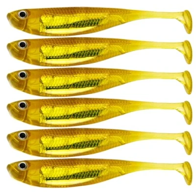 Image of QualyQualy Soft Plastic Lures Paddle Tail Swimbaits Minnow Shad Bait Dropshot Lure Pike Fishing Perch Trout Bass 8cm 6Pcs