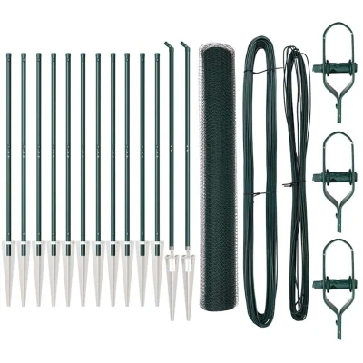 Image of vidaXL Fencing Set of 2 Forest Green Powder Coated Steel 25 x 1 m