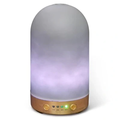 Image of Earnest Living Essential Oil Diffuser Glass Minimal Cement Decor Finishing, 4 Timers 7 Color LED Night Light and Auto Shut Off Function for Home Office Aromatherapy Relaxation