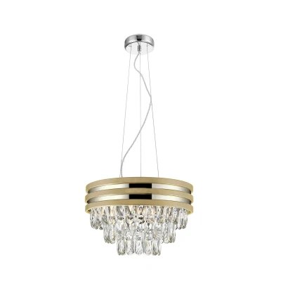 Image of Naica Crystal Pendant Ceiling Light, Matt Gold, Clear, 4x E14