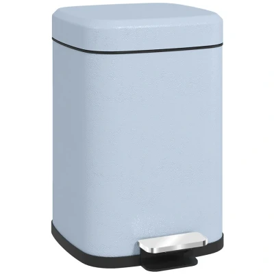 Image of HOMCOM 12 Litre Pedal Bin, Fingerprint Proof Kitchen Bin with Soft close Lid, Metal Rubbish Foot and Removable Inner Bucket, Light Blue