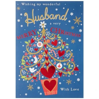 Image of Piccadilly Greetings Modern Christmas Card Husband, 10 x 7 inches