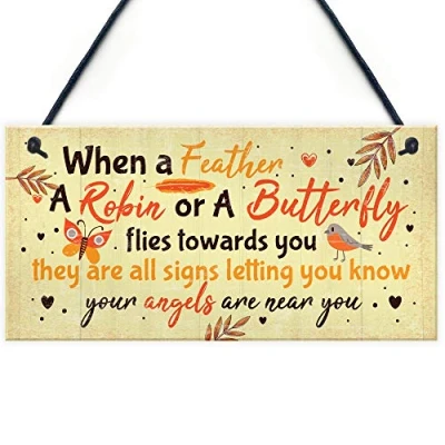 Image of RED OCEAN Robin Memorial Hanging Plaque Garden Sign Rememberance Bereveavement Family Grave Gift