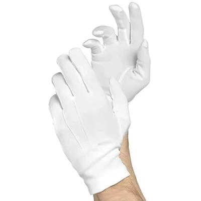 Image of amscan 393229 White Santa Gloves 1 Pc, Polyester
