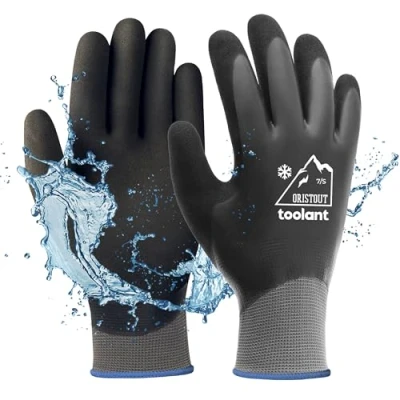 Image of Waterproof Winter Gloves, Thermal Work Gloves for Cold Weather, Touchscreen, Super Grip, Gardening, Fishing, Car Washing, Freezer Grey, Small