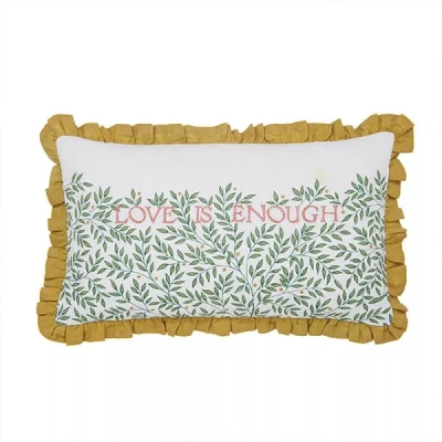 Image of Morris &amp; Co Love Is Enough Cushion 50X30cm Evergreen Coral