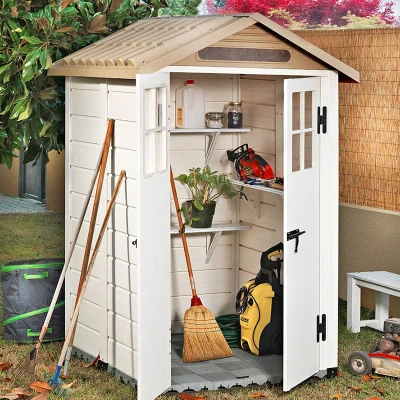 Image of 4&#039; x Shire Tuscany Evo 120 Plastic Garden Storage Shed (1.22m 1.22m)