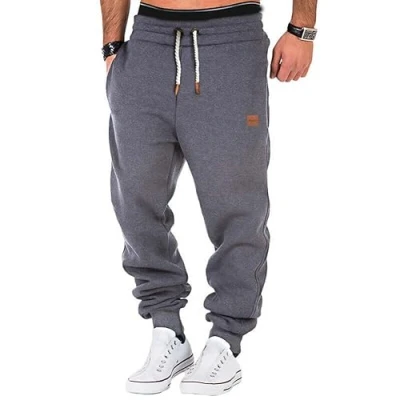 Image of Fleece Track Jogger Pants Sweatpants Running Active Sports Gym Trousers Activewear Mens (Grey,M)