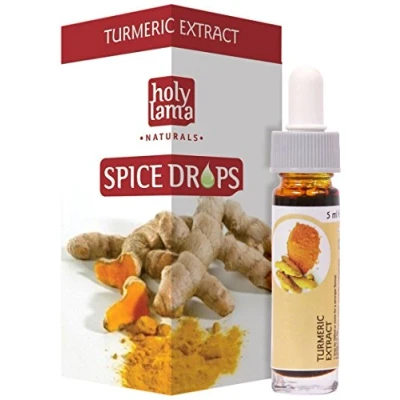 Image of Holy Lama Spice Drops Turmeric Extract Natural Cooking Ingredient. Savoury, Asian, Thai, Chutneys or Healthy Recipes 1 x 5ml Bottle