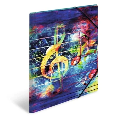 Image of HERMA Collector&#039;s Folders A3 Music Set, Set of 3, Children&#039;s Plastic Corner Folder with Art Motif, Elastic Band, Inner Flaps and Print for Boys Girls